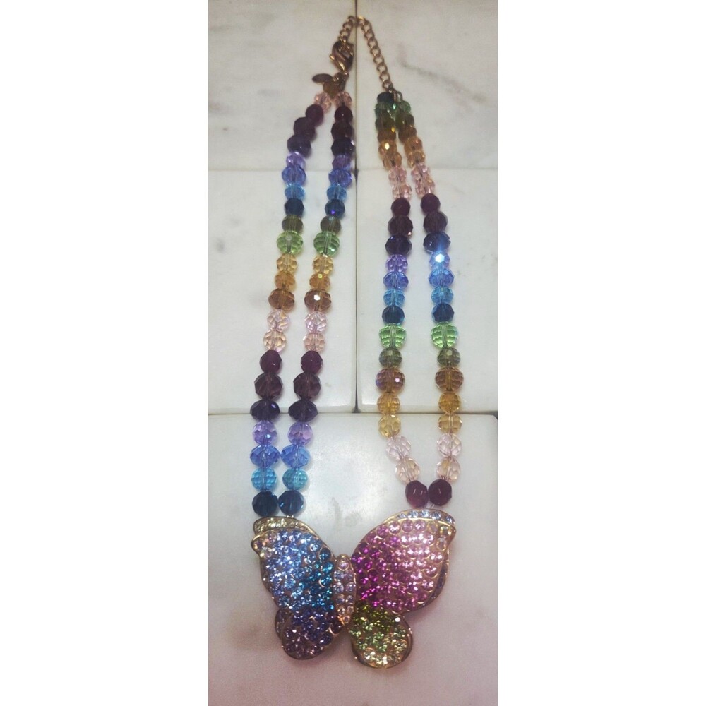 Vtg. Kirk’s Folly Butterfly Multi Color Sequin Necklace 20 In